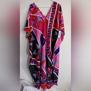 Winlar Pink and Black Resort Maxi Dress with Dolman Sleeves